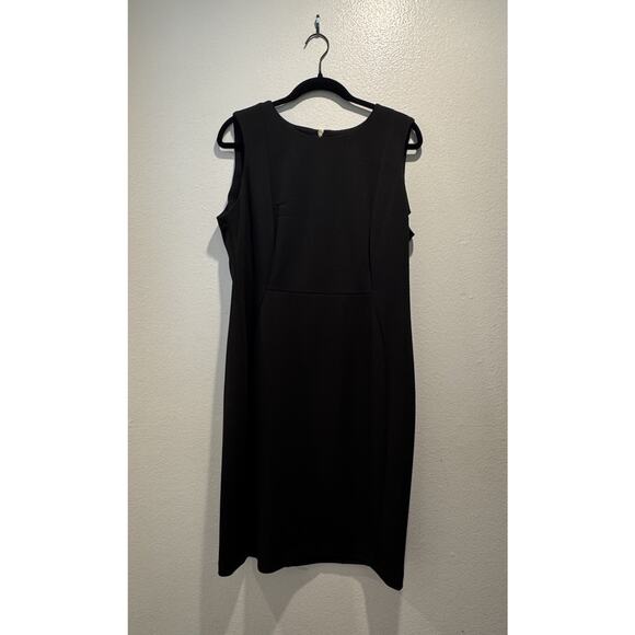 Calvin Klein Women’s Size 14 Black Sheath Sleeveless Work Dress Gold Zipper READ - Picture 1 of 7